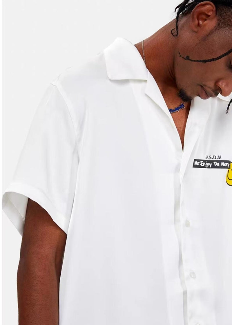 MEDM  Colorful Embroidered Printed Smiley T-shirt