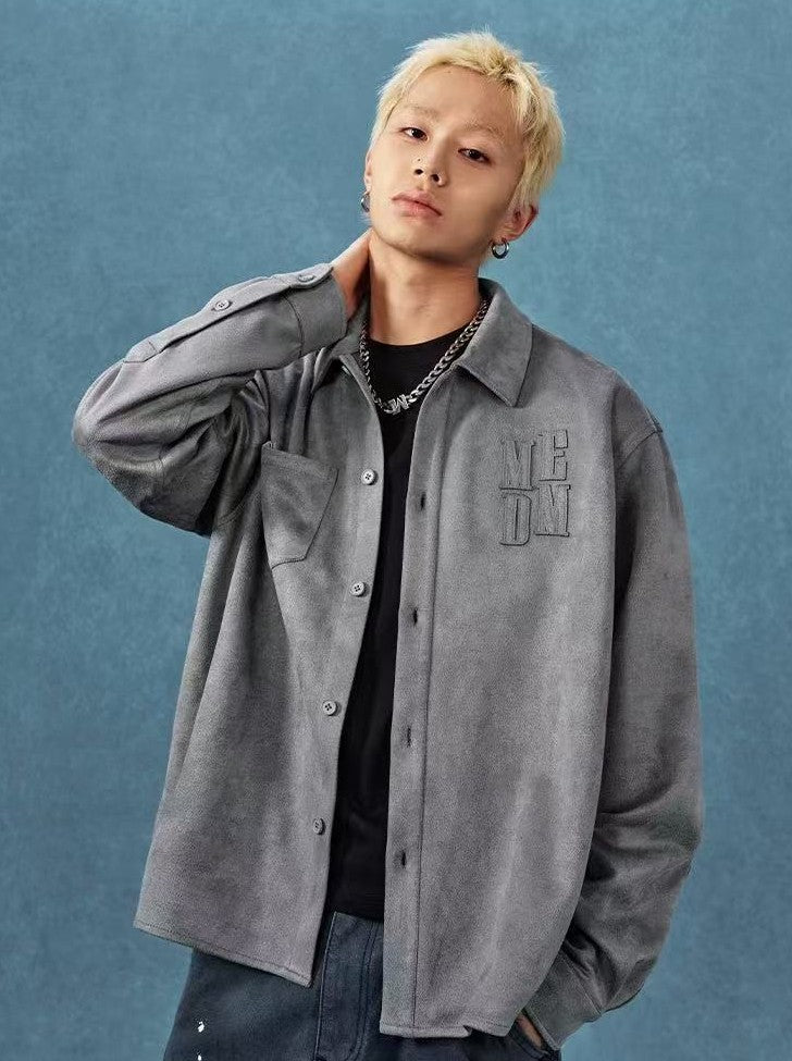 MEDM  Basic Logo Suede Shirt Jacket