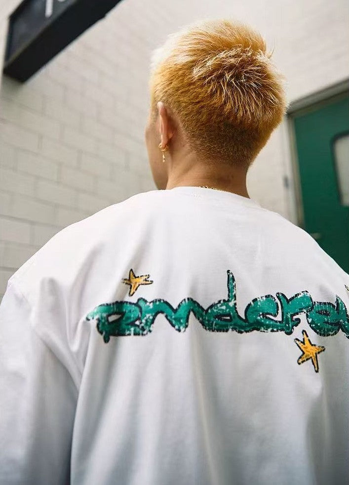 REMEDY Hand-painted Stars Print Short-sleeved T-shirt