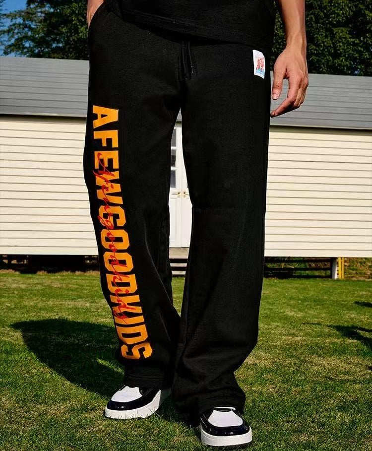 AFGK Double Row Letter Print Casual Sweatpants