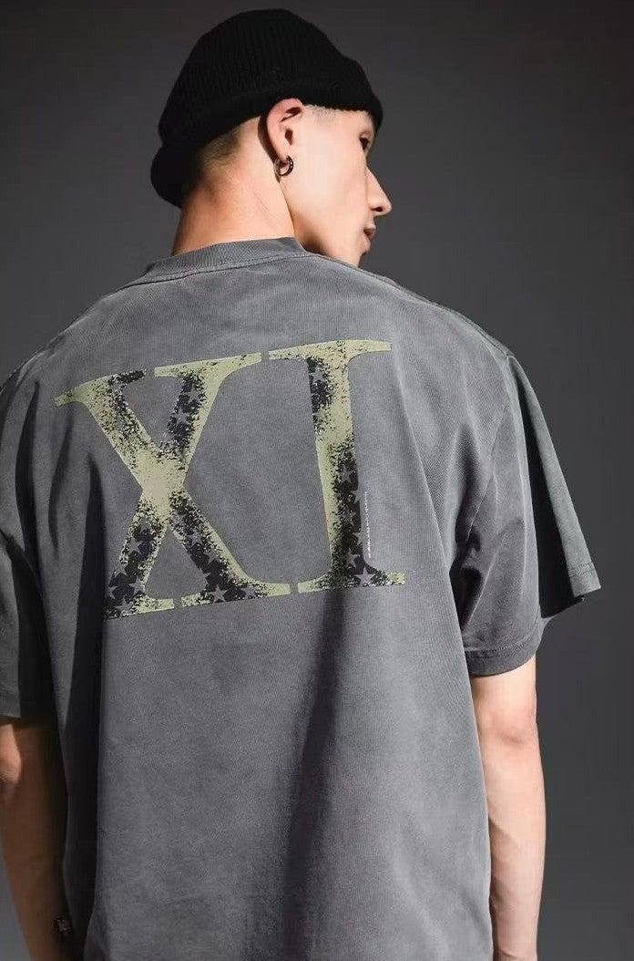 REMEDY Distressed Letter Print Short-sleeve T-shirt