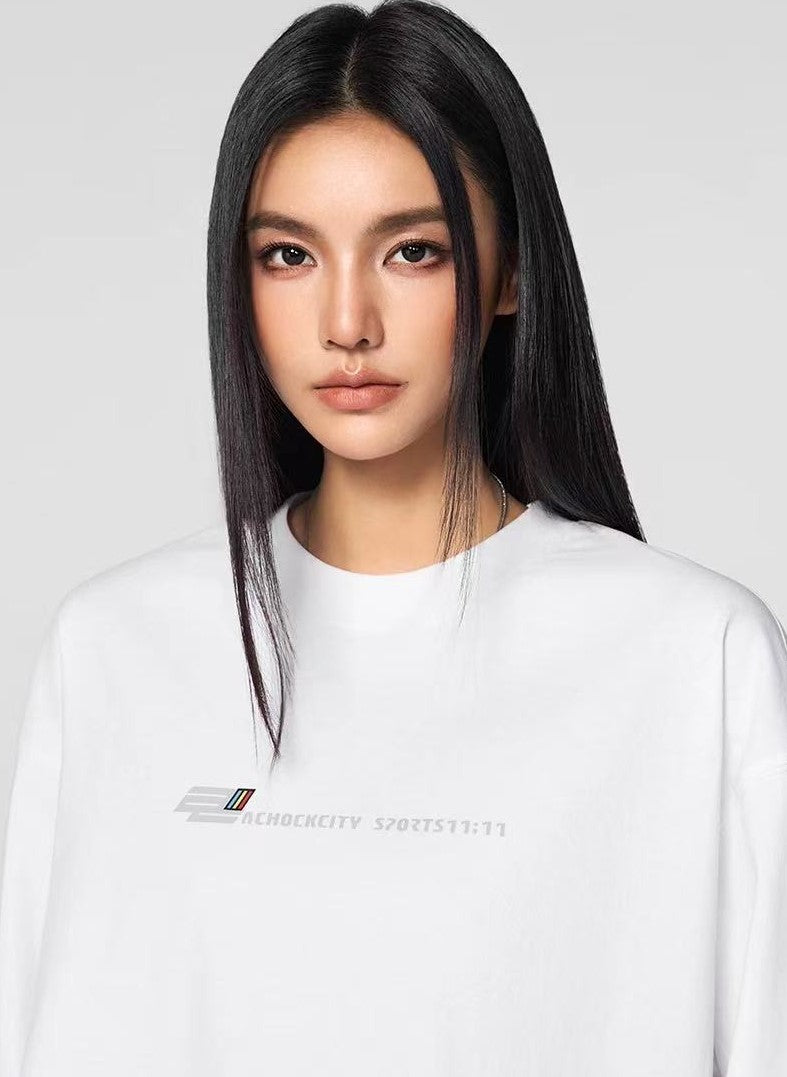 ACHOCK Solid Color Letter Print Long-sleeve T-shirt