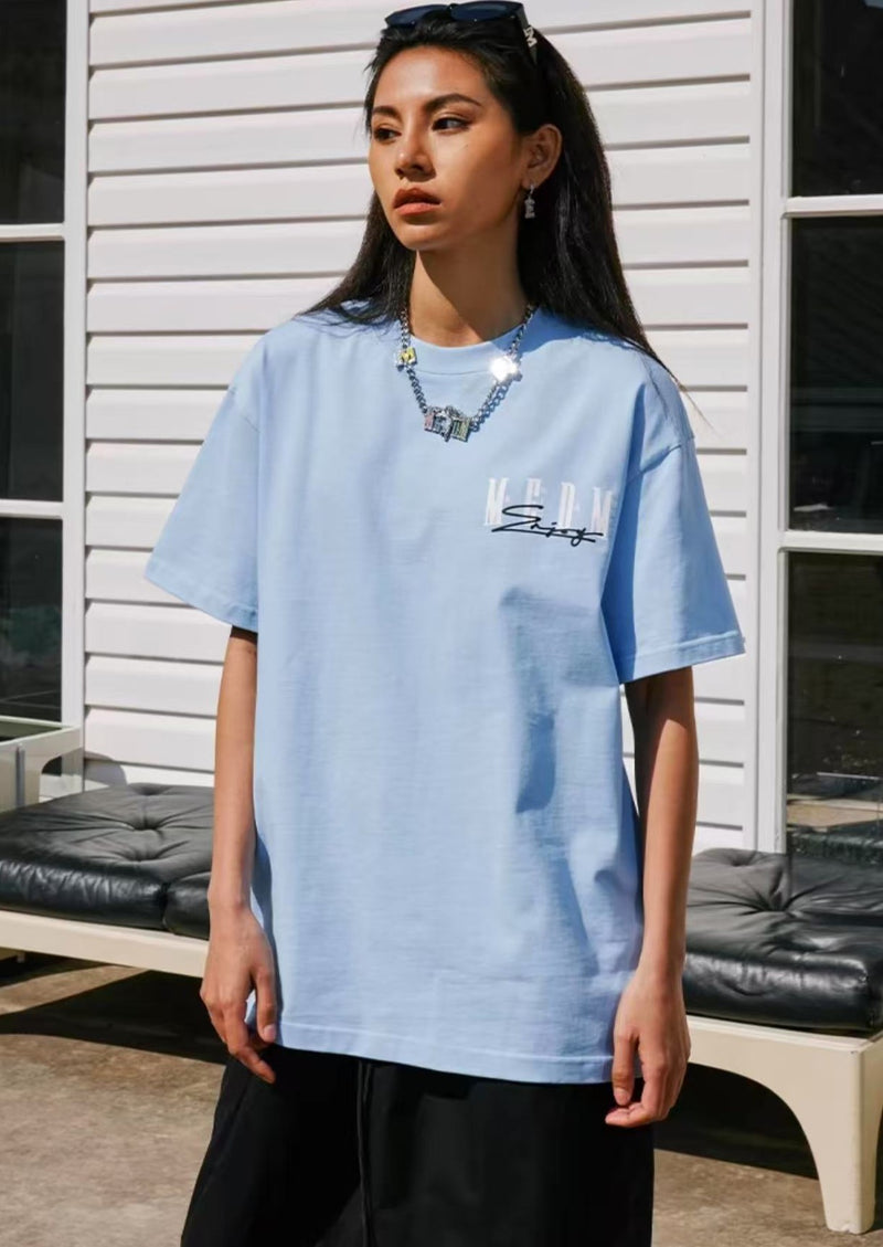 MEDM Summer Graffiti Letter Print Short Sleeve T-Shirt