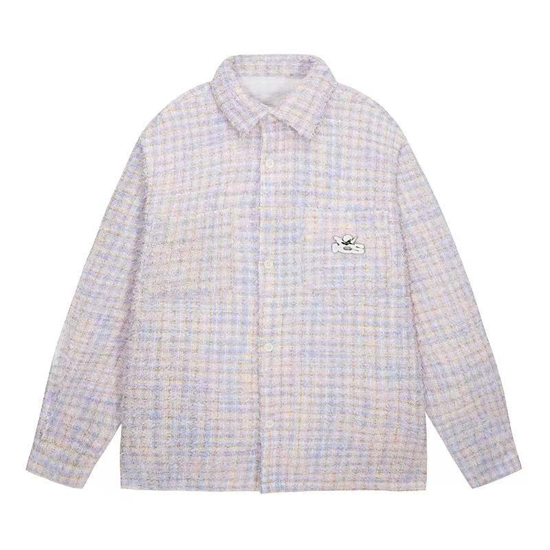 ICONSLAB Tweed Woven Long-sleeve Shirt Jacket