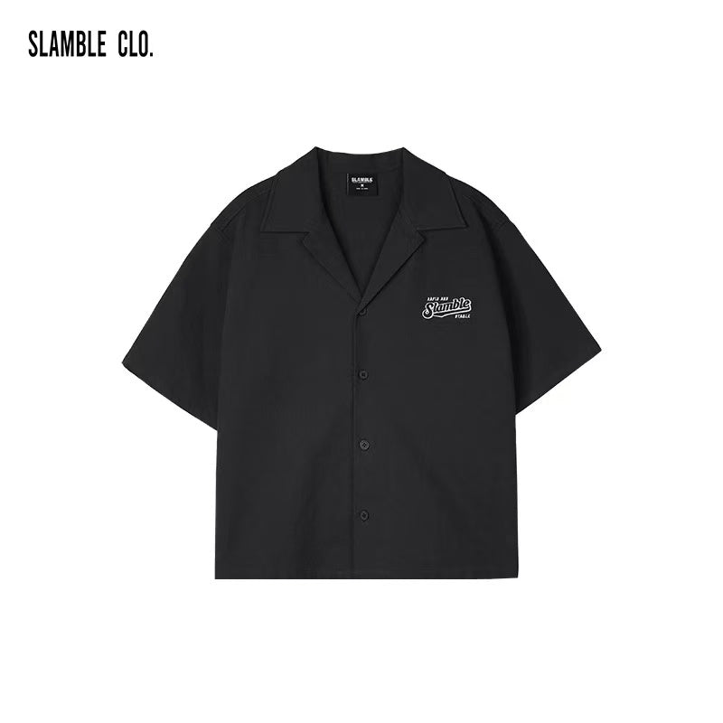 SLAMBLE Waffle Logo Print Short Sleeve Shirt