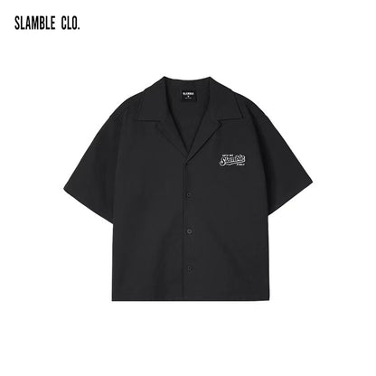 SLAMBLE Waffle Logo Print Short Sleeve Shirt