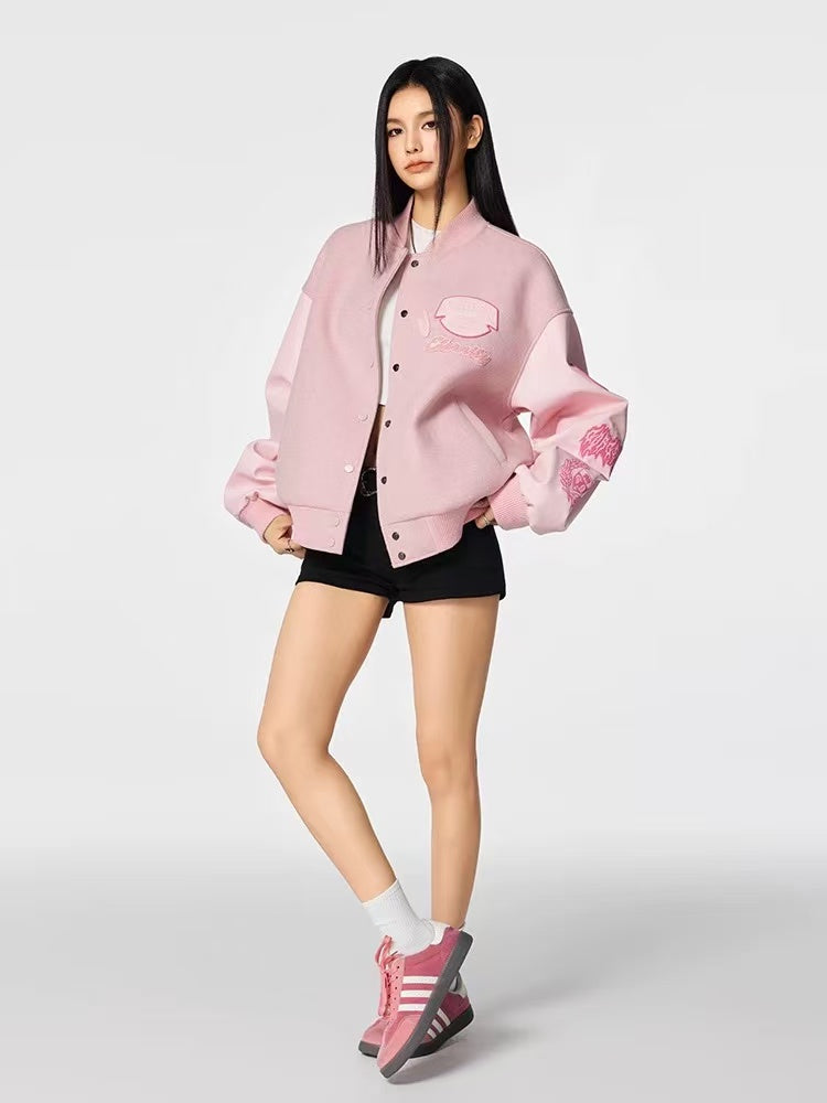 ACHOCK Vintage Embroidered Baseball Jacket
