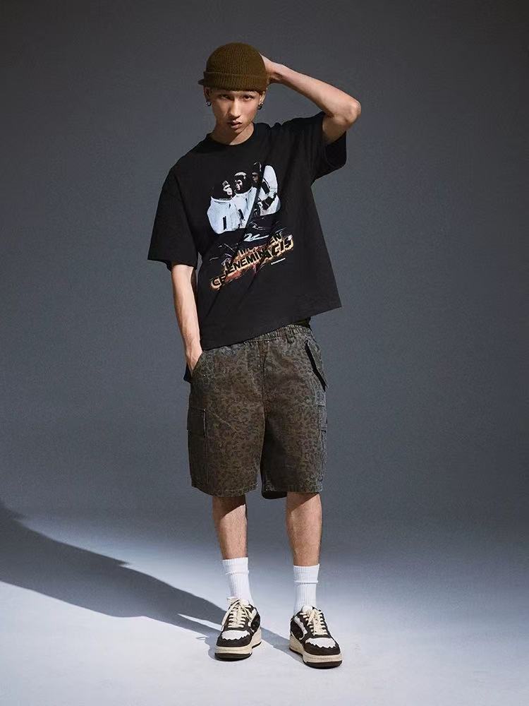 REMEDY Leopard Camo Cargo Shorts (x3 Velcro Patches)