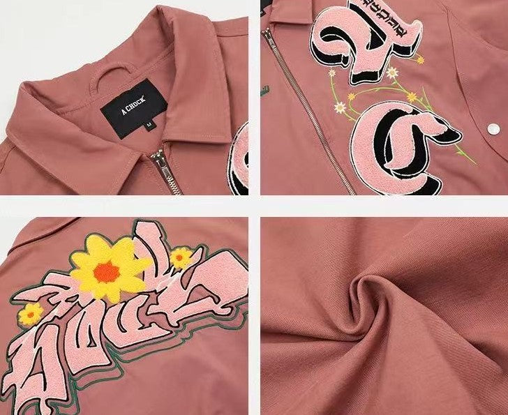 ACHOCK High Street Lettering Flocked Bomber Jacket