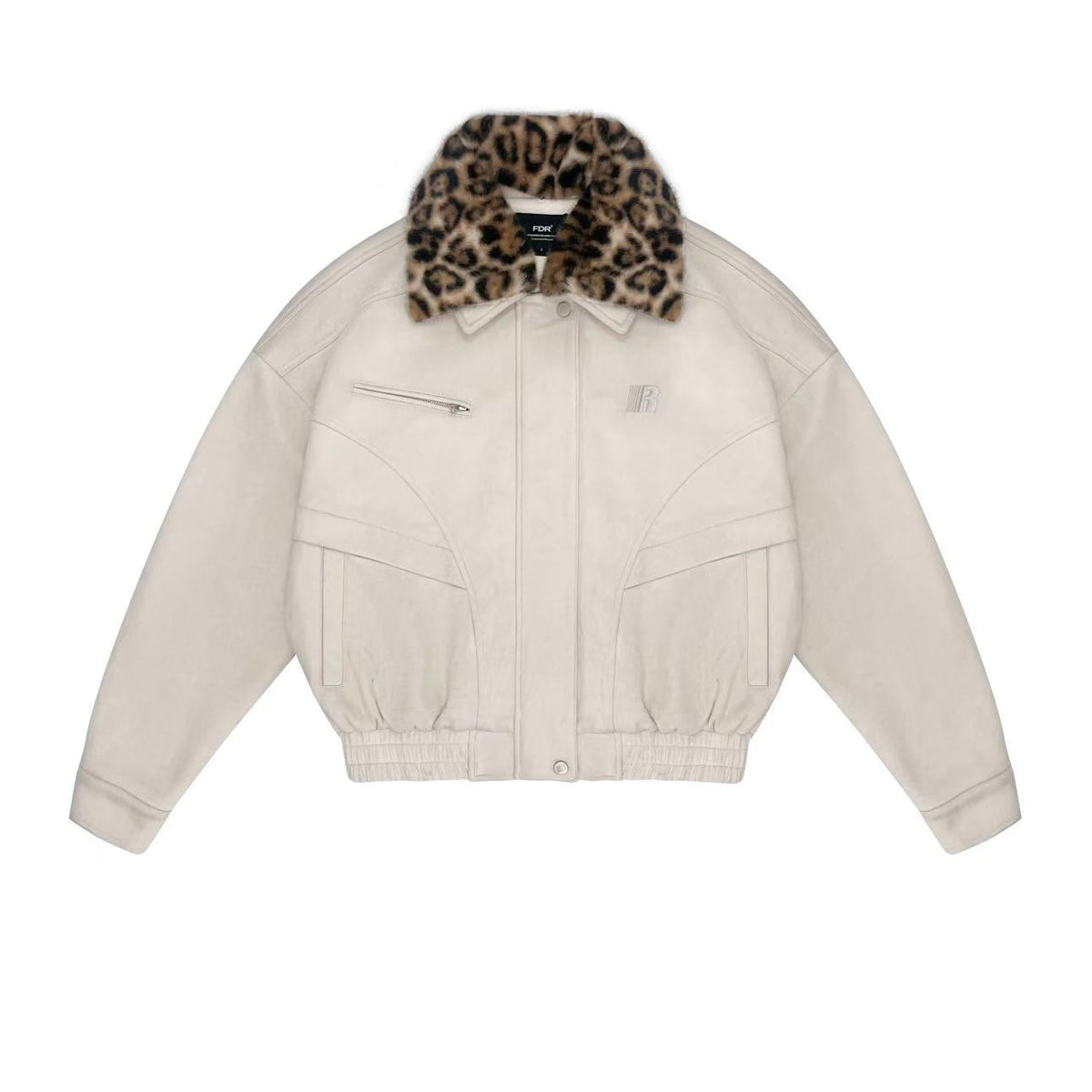 FDR  Suede Leopard Print Contrast Lapel Cardigan Jacket