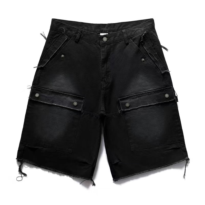 REMEDY Washed Fringed Cargo Shorts