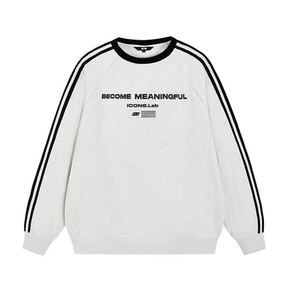 ICONSLAB Contrast Color Three stripes Web Foam Printed Sweatshirt
