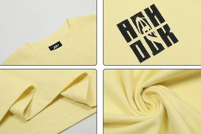 ACHOCK Basic Loose Logo Print Long-sleeved T-shirt