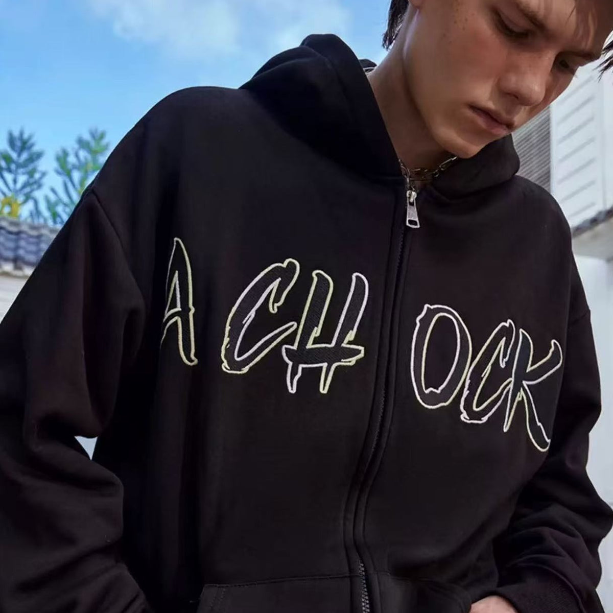 ACHOCK Embroidered Logo Cardigan Jacket