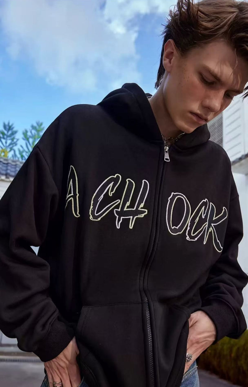 ACHOCK Embroidered Logo Cardigan Jacket