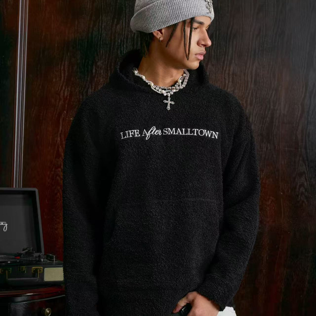 STK Logo Design Knitted Hoodie