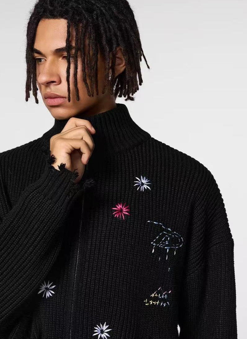 ACHOCK Vintage Floral Embroidered Sweater
