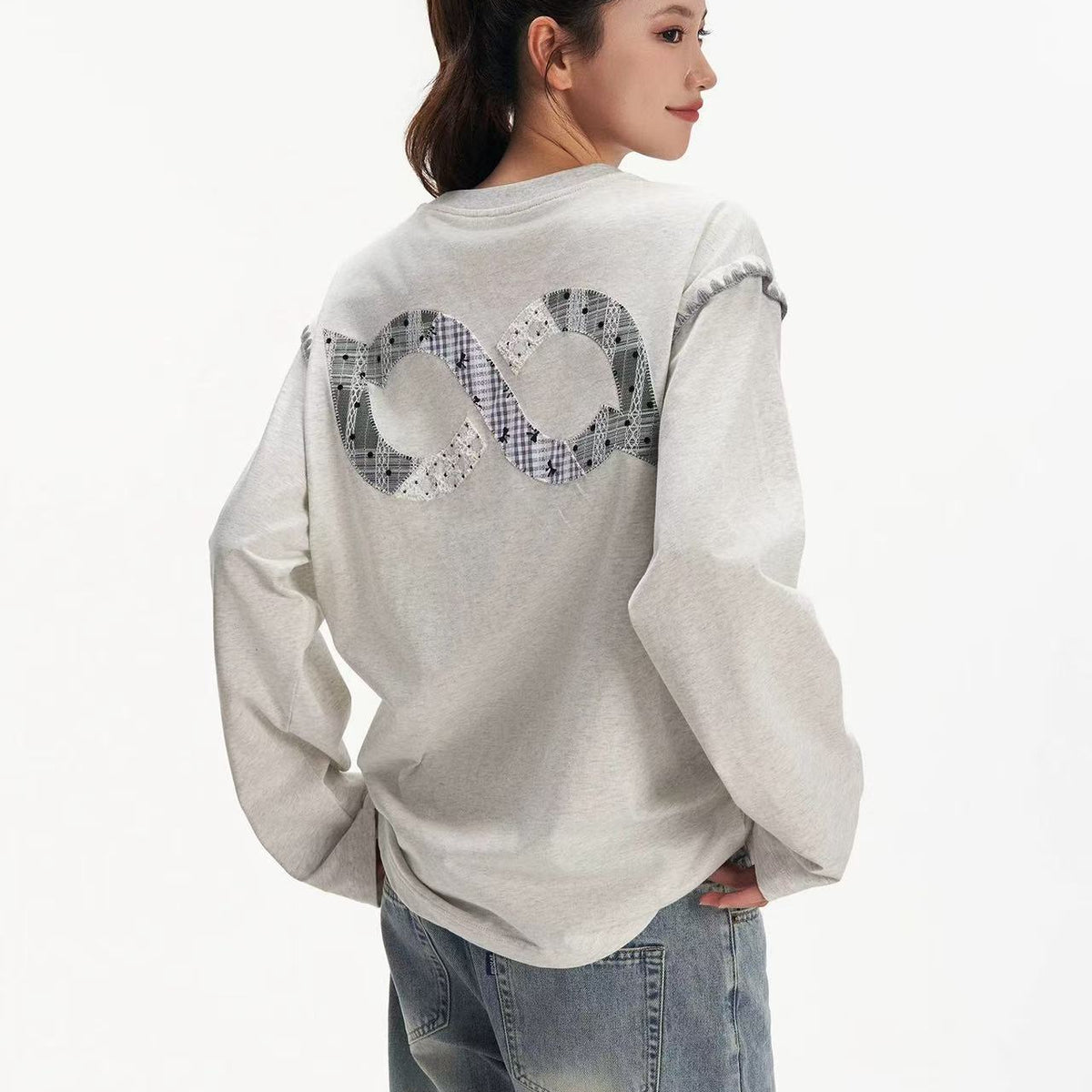 BIPOLAR Lace Polka Dot Patch Long-sleeve T-shirt
