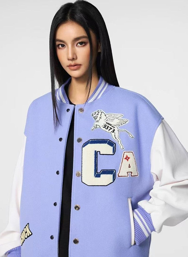 ACHOCK Simple Campus Baseball Jacket