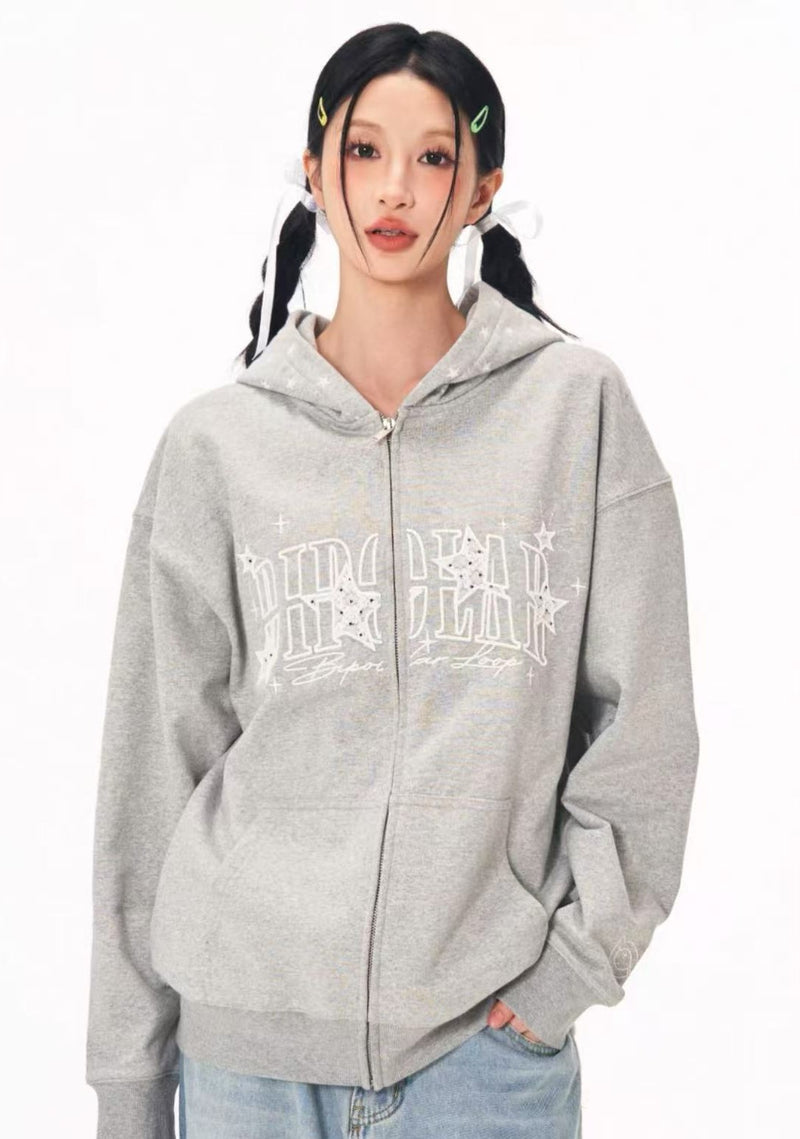 BIPOLAR Star Hooded Cardigan Sweatshirt