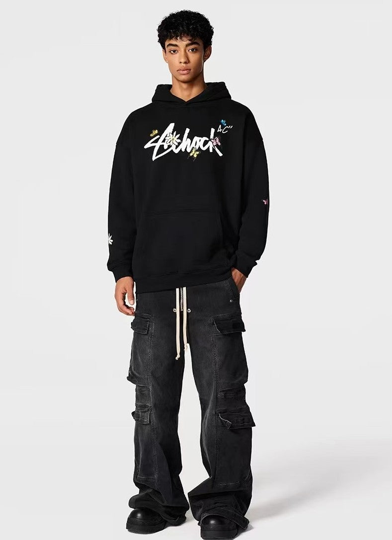 ACHOCK Hip Hop Cartoon Pattern Printed Hoodie