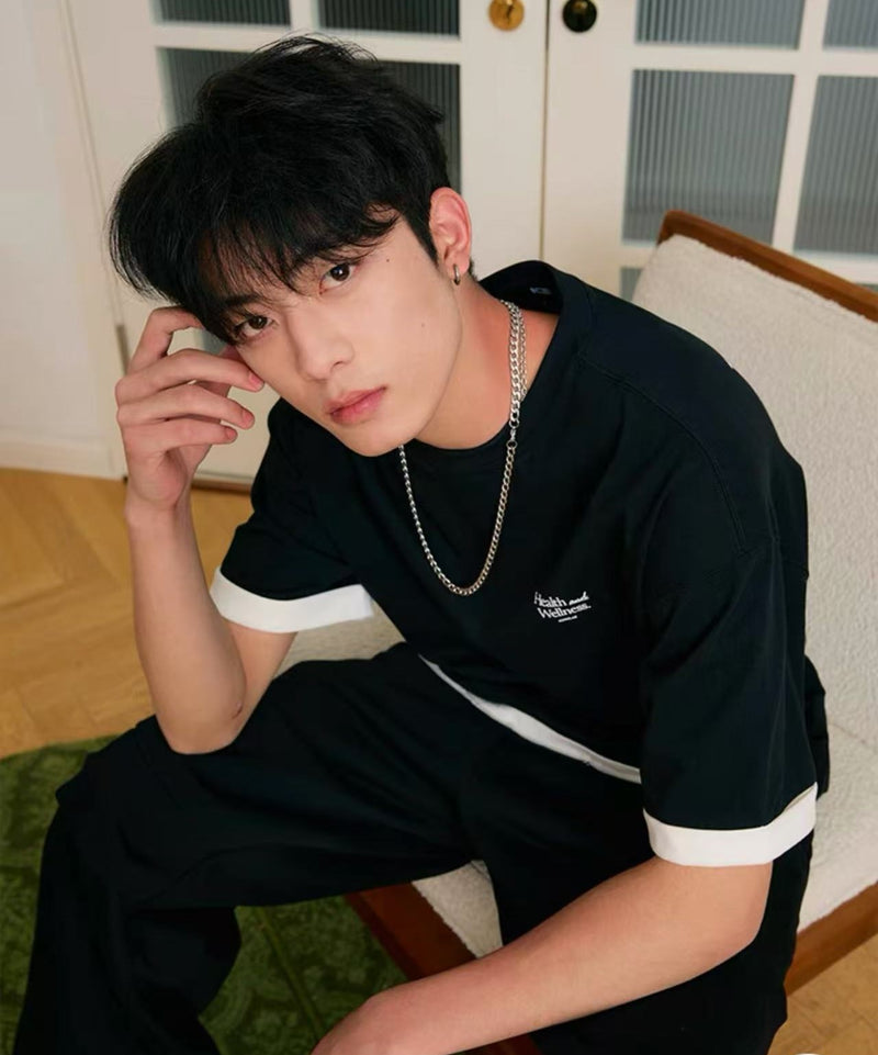 ICONSLAB Fake Two-piece Contrasting Text T-shirt