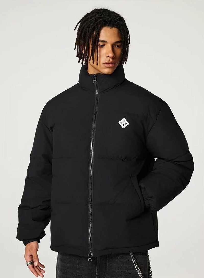ACHOCK Logo Design Velvet Stand Collar Down Jacket