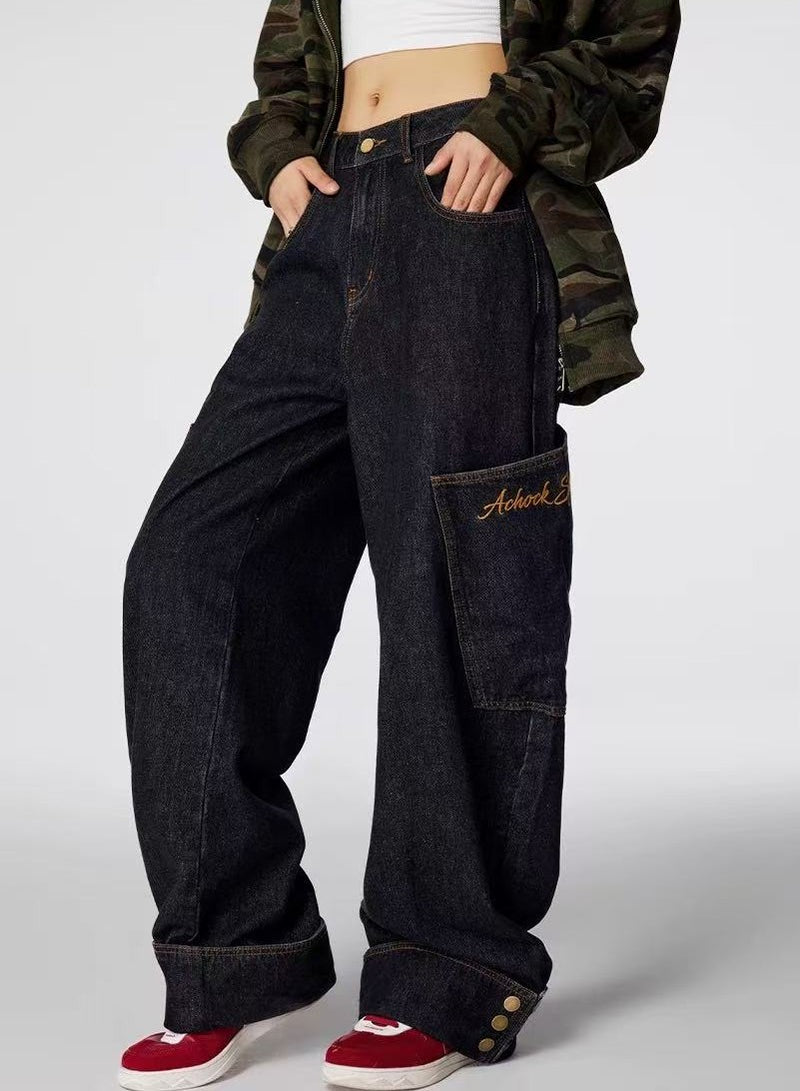 ACHOCK Large Pocket Denim Jeans