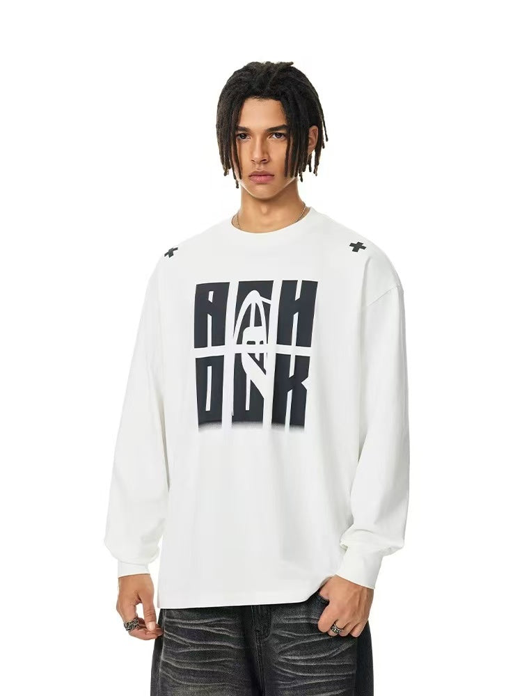 ACHOCK Heavy Letter Print Long-sleeve T-shirt