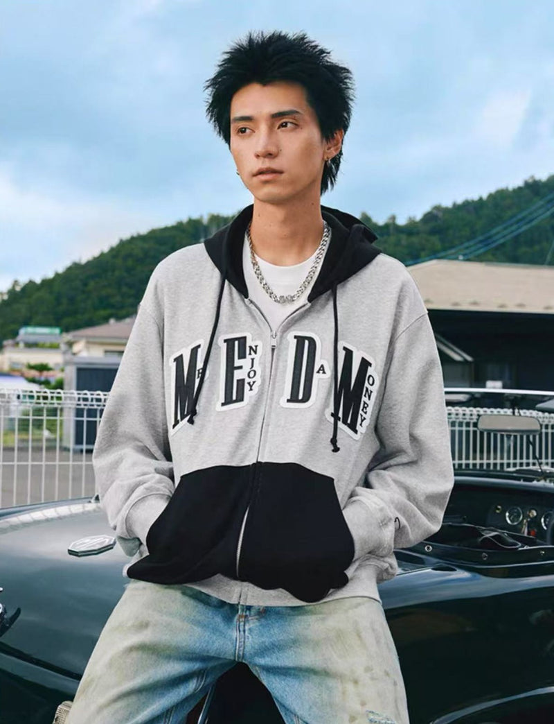 MEDM Colorblock Patch Zip-up Hoodie