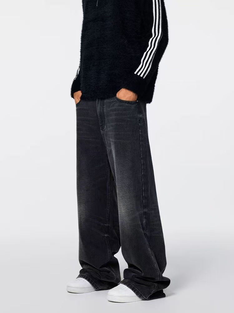 ACHOCK Vintage Washed Logo Stitching Jeans