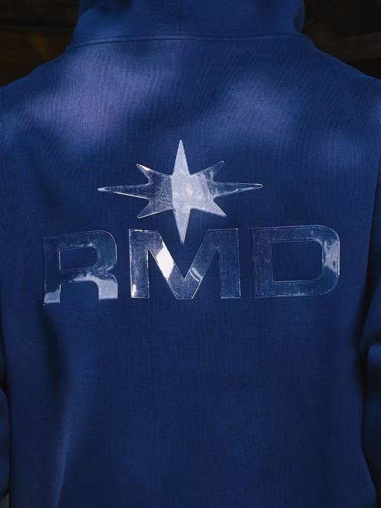 REMEDY Octagram Star Logo Print Hooded Zipper Sweatshirt