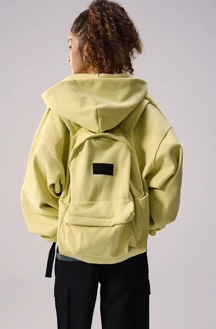 REMEDY Logo Print Hooded Backpack Sweatshirt