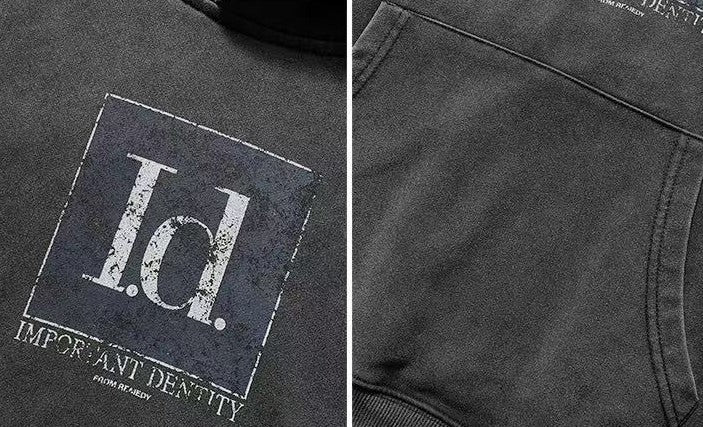 REMEDY Washed Distressed Printing Hoodie