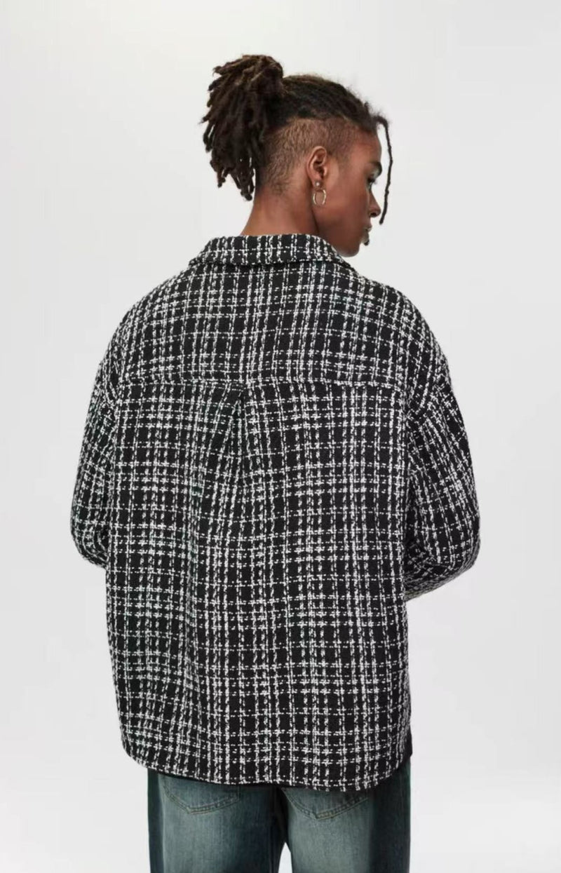 ATRY Checked Leather Logo Long Sleeve Shirt