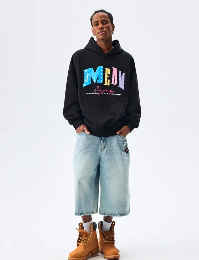 MEDM Neon Color Letter Hoodie