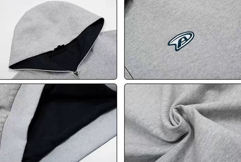 ACHOCK Logo Print Two-tone Hooded Sweatshirt