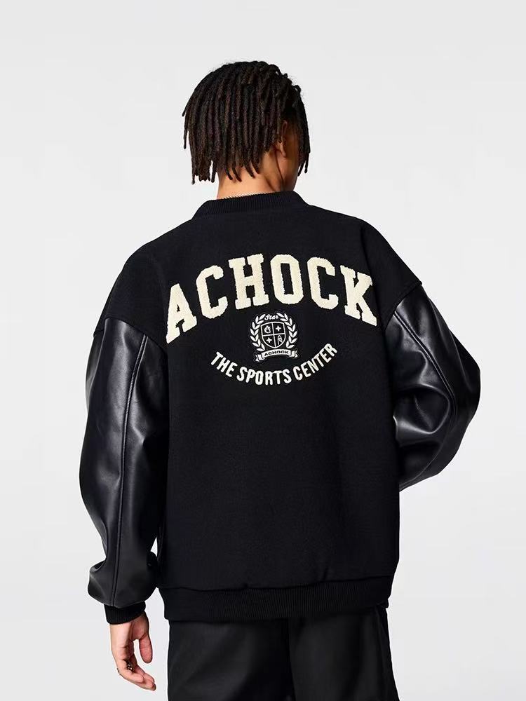 ACHOCK Vintage Patchwork Logo Design Jacket
