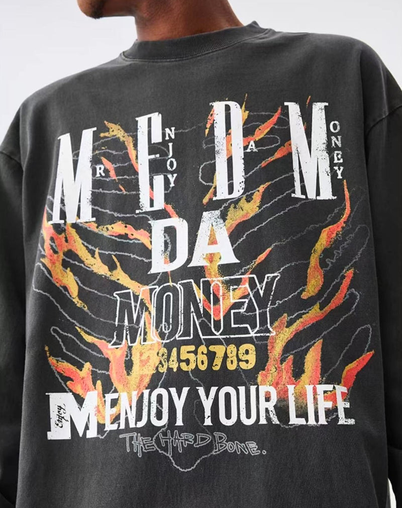 MEDM Flame Bones Long Sleeve T-Shirt