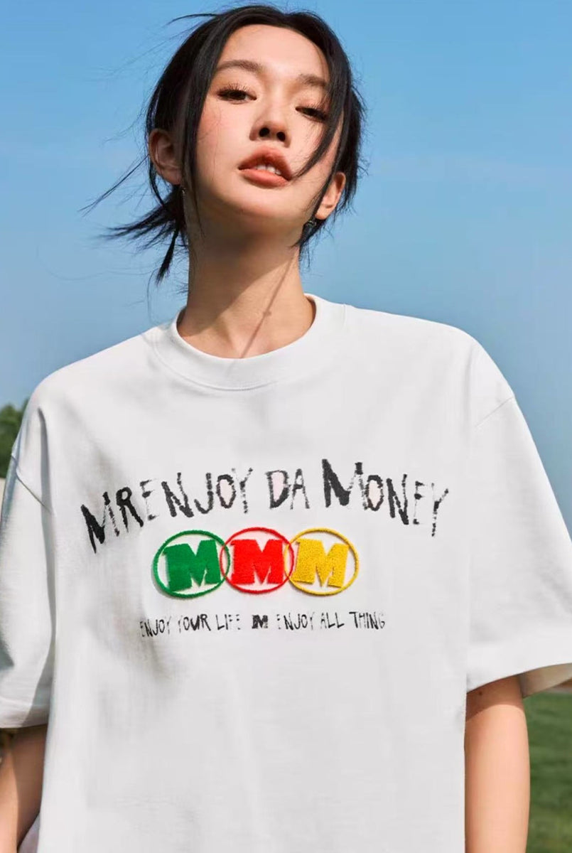 MEDM Ink Word Embroidered Short-sleeved T-shirt