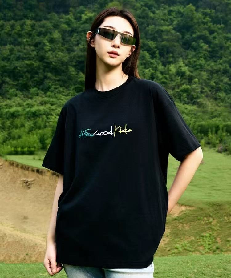 AFGK Cursive Logo Embroidered Short-sleeve T-shirt