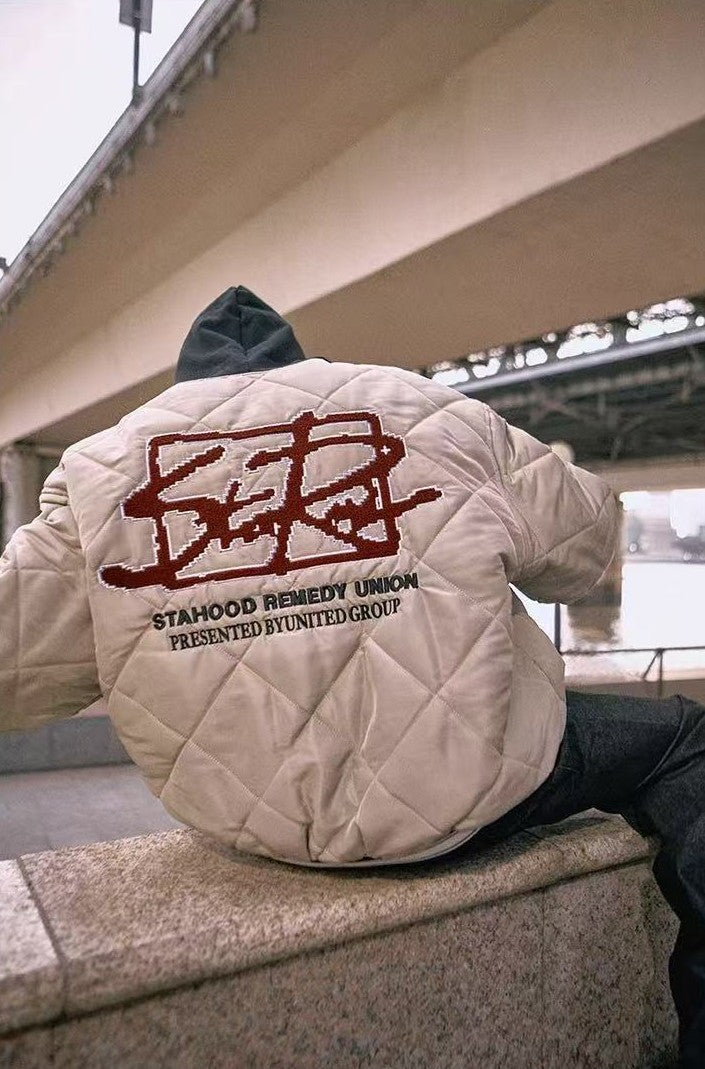 REMEDYxSTA Embroidered Quilted Baseball Hooded Jersey