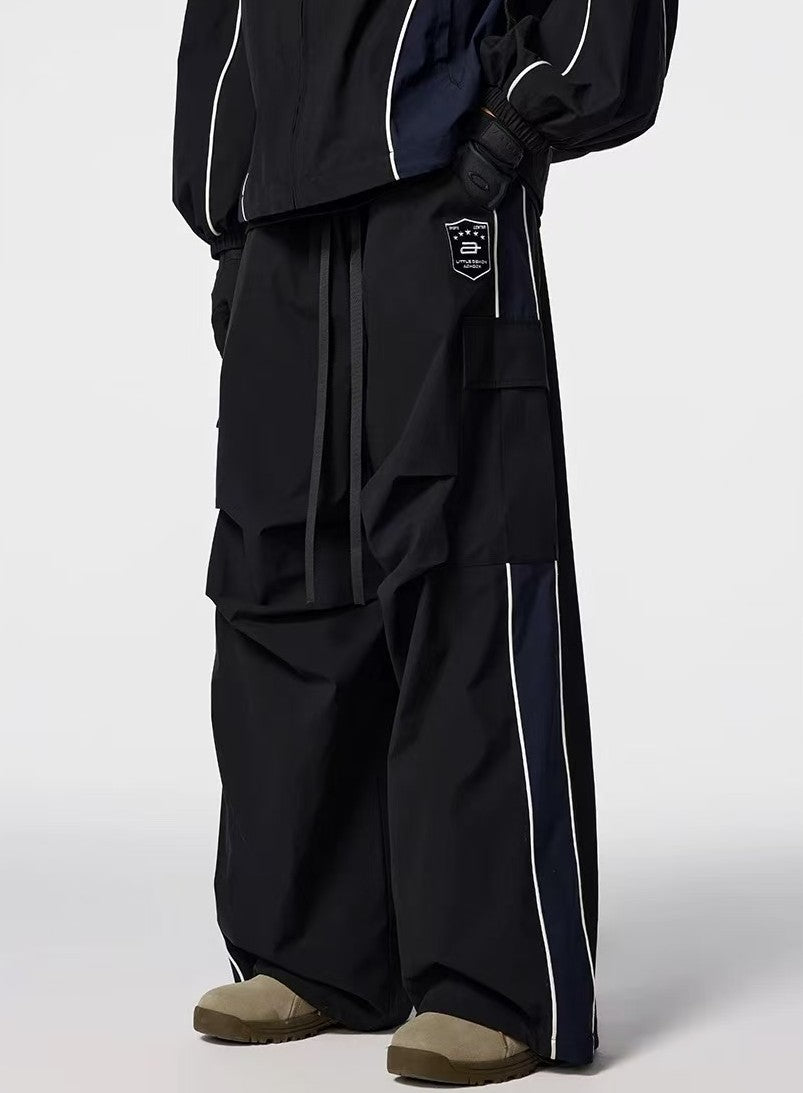 ACHOCK Retro Vintage Side Stripe Outdoor Cargo Paratrooper Pants