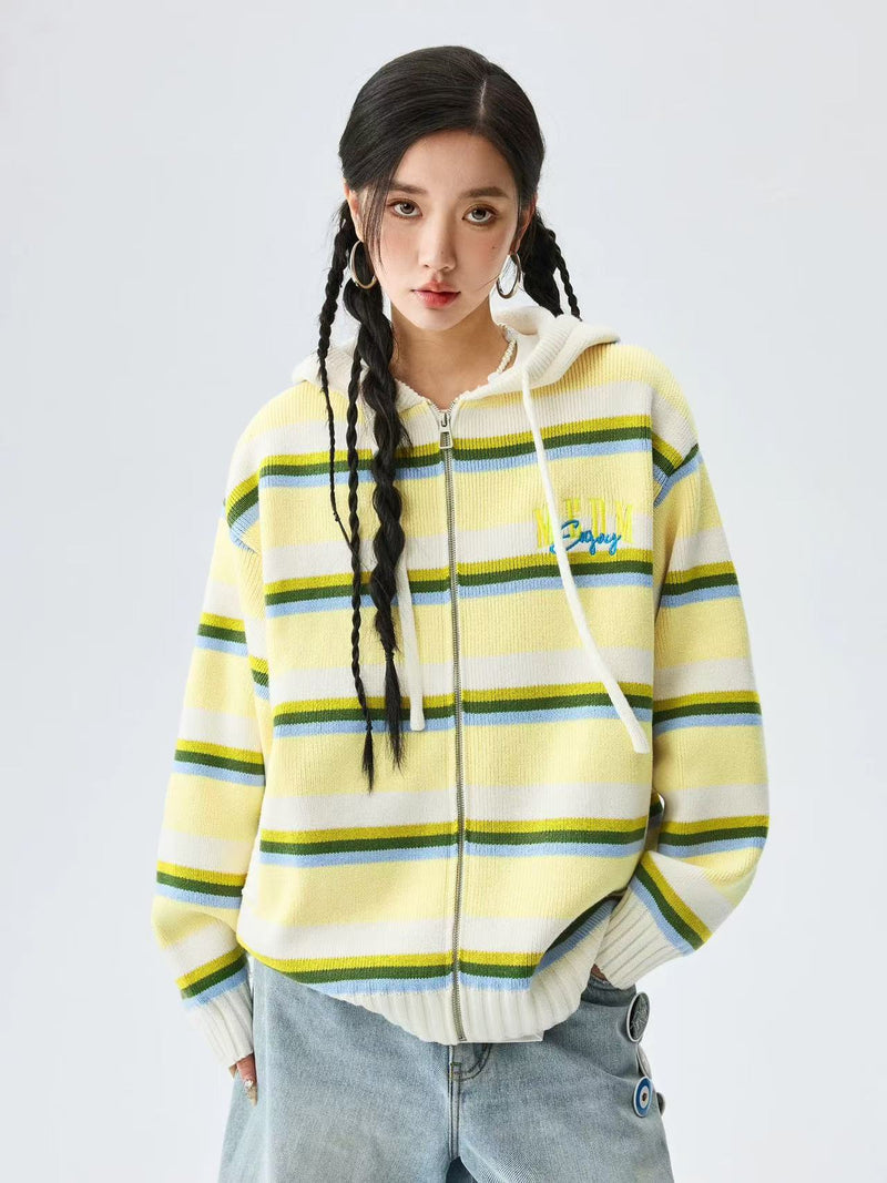 MEDM Color Striped Hooded Sweater