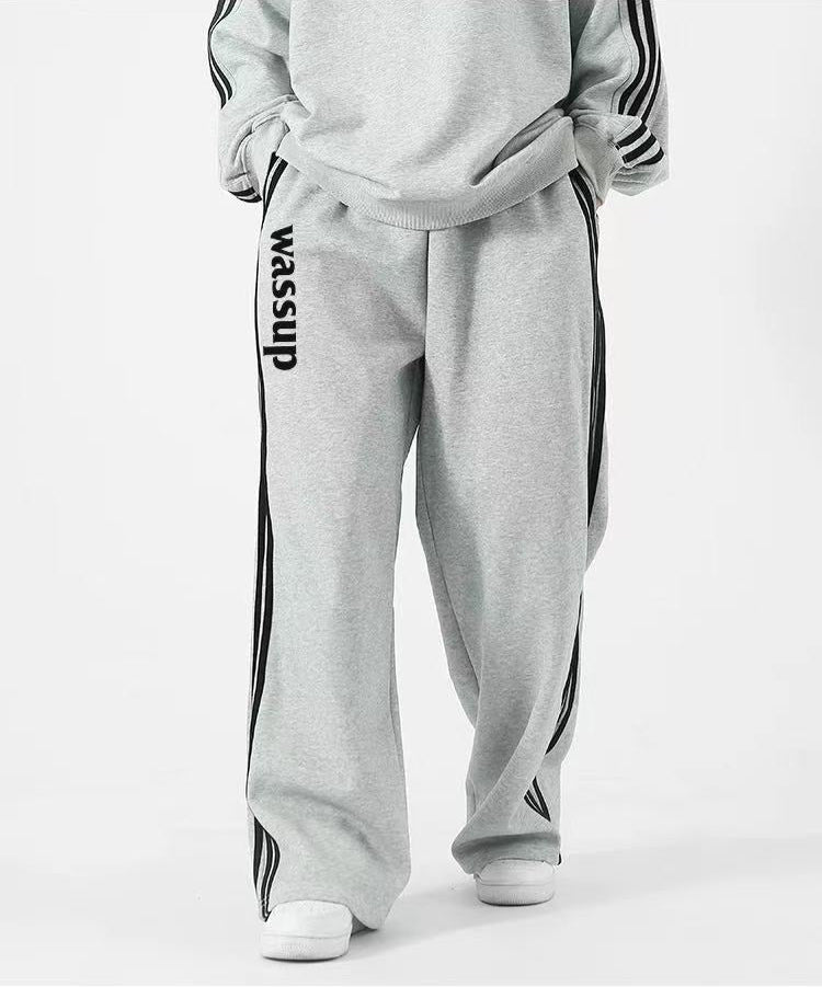 WASSUP Color Matching Wide Leg Track Pants