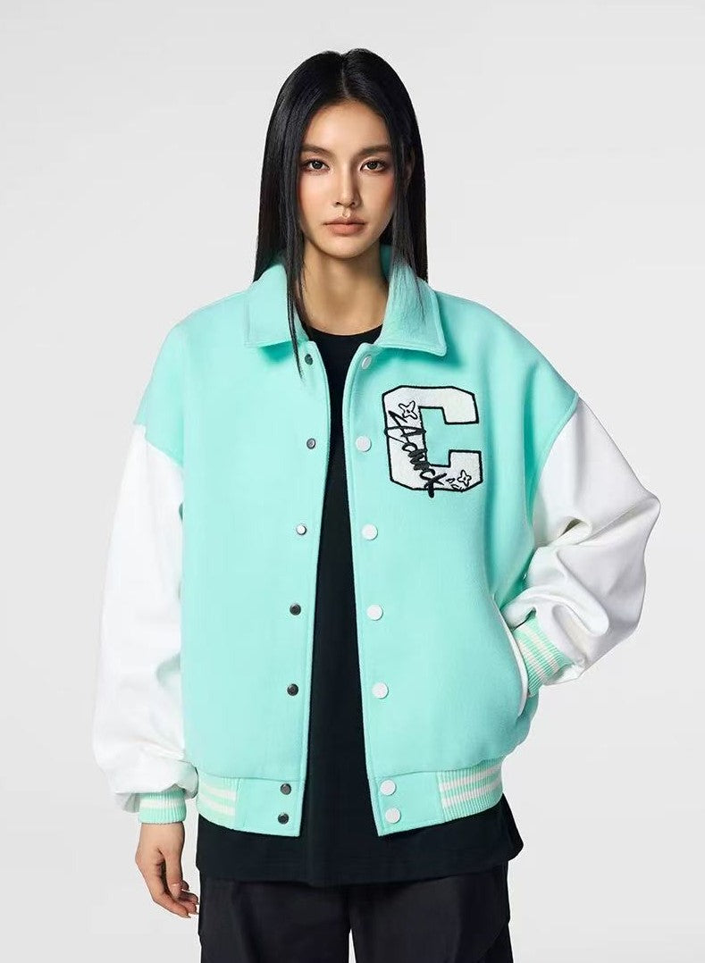 ACHOCK Patchwork Logo Baseball Jacket