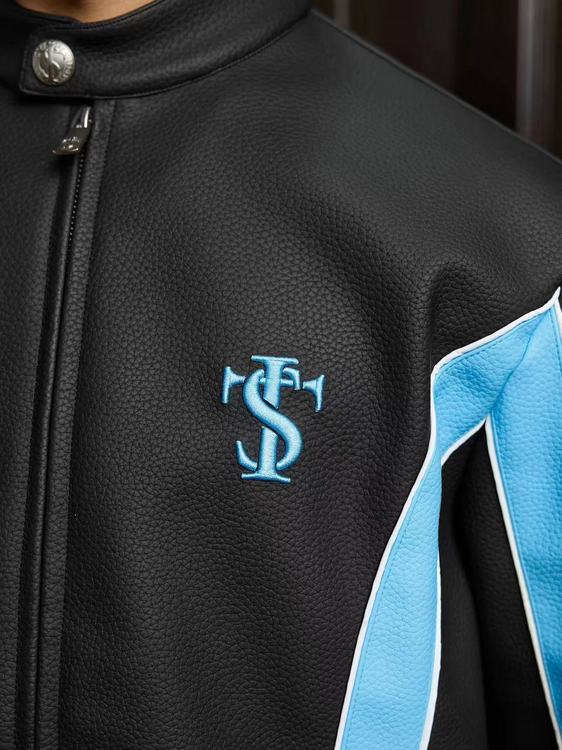 STK Vintage Striped Racing Leather Jacket