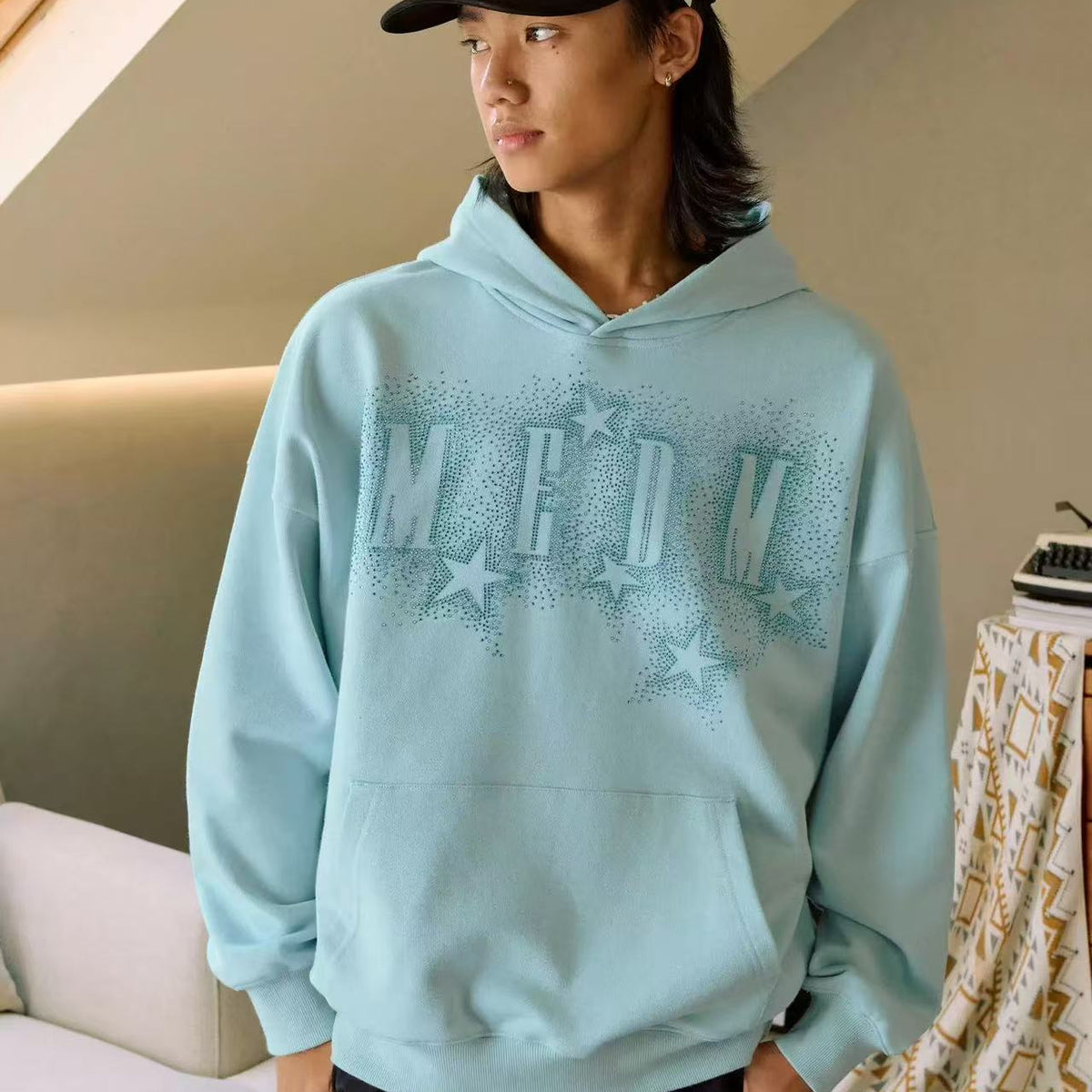 MEDM Rhinestone Star Logo Hoodie