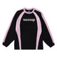 WASSUP Patchwork Contrast Color Long Sleeve Polo