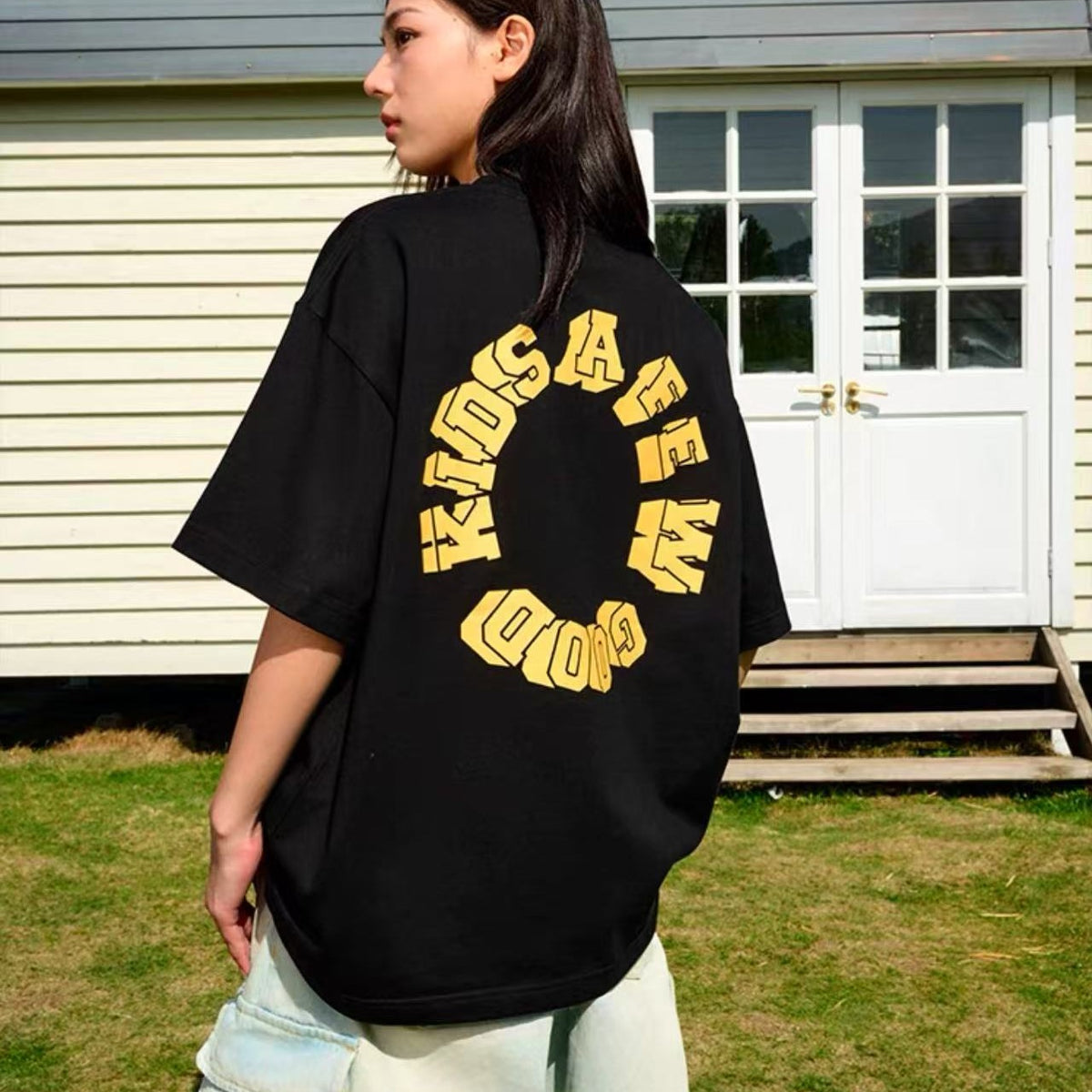 AFGK Slogan Ring LOGO Short-sleeved T-shirt
